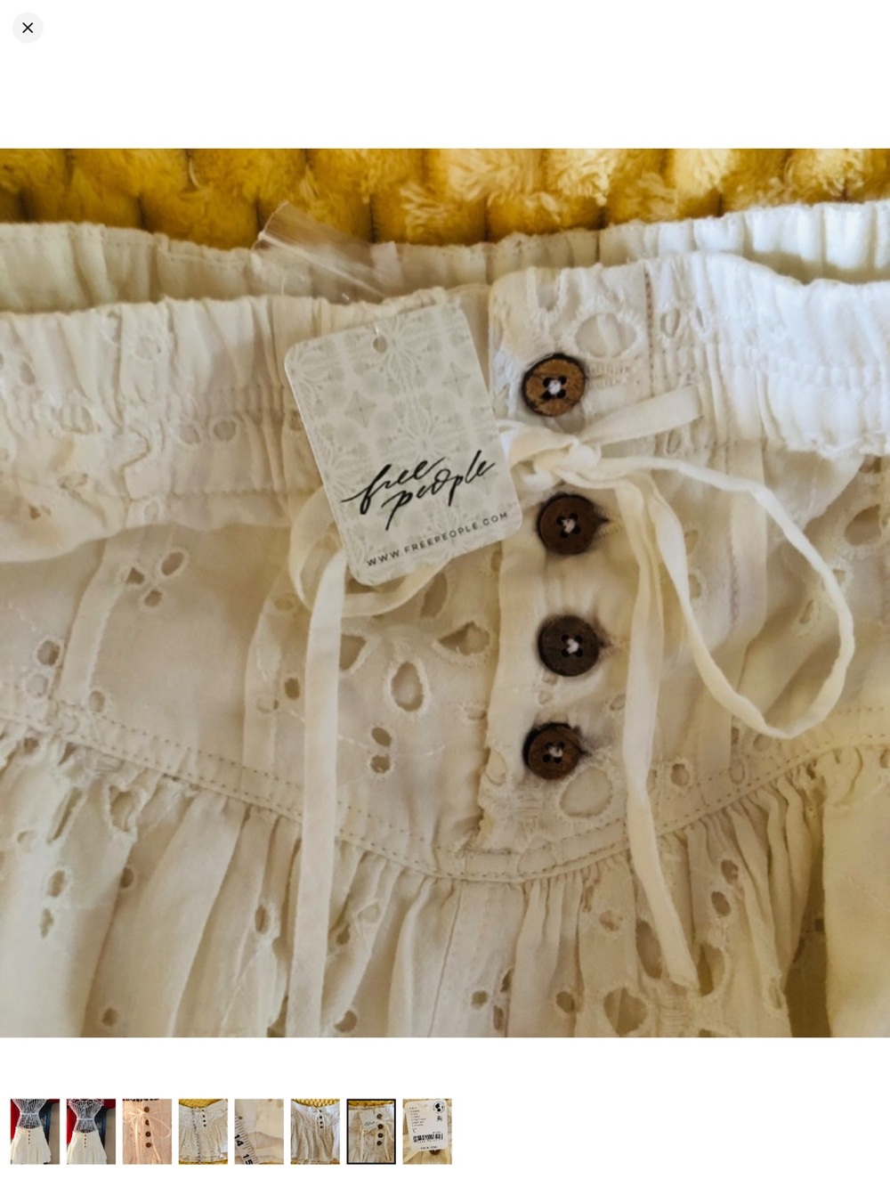 Free People Roselle Eyelet Skirt in Ivory size large - Picture 2 of 8